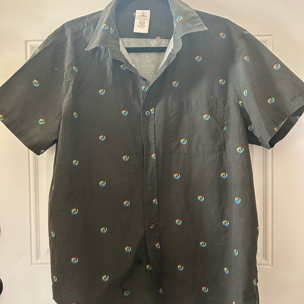 Disney Star Wars Pride Green Button Down Shirt with Colorful Accents